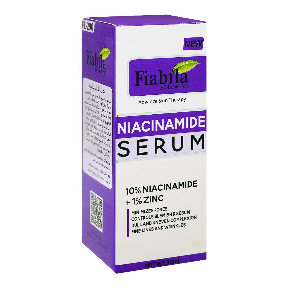 Fiabila Botanicals 10% Niacinamide+1% Zinc Serum, Minimizes Pores, Anti-Aging, 30ml